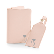 Load image into Gallery viewer, Passport and Luggage Tag Set Initials - Pink
