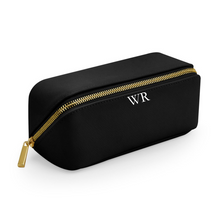 Load image into Gallery viewer, Flat Lay Make Up Bag - Black (Gold Zip) Small
