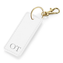 Load image into Gallery viewer, Rectangle Keyring Initials - White
