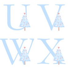 Load image into Gallery viewer, Alphabet Christmas Mug - Blue Tree Blue Letter
