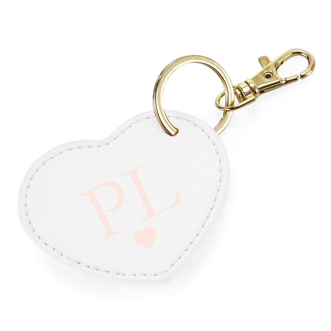 Heart Keyring Initials - White