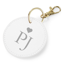 Load image into Gallery viewer, Round Keyring Initials - White
