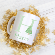 Load image into Gallery viewer, Alphabet Christmas Mug - Green Tree Green Letter
