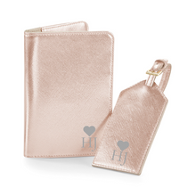 Load image into Gallery viewer, Passport and Luggage Tag Set Initials - Rose Gold
