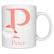 Load image into Gallery viewer, Alphabet Christmas Mug - Red Santa Face Red Letter
