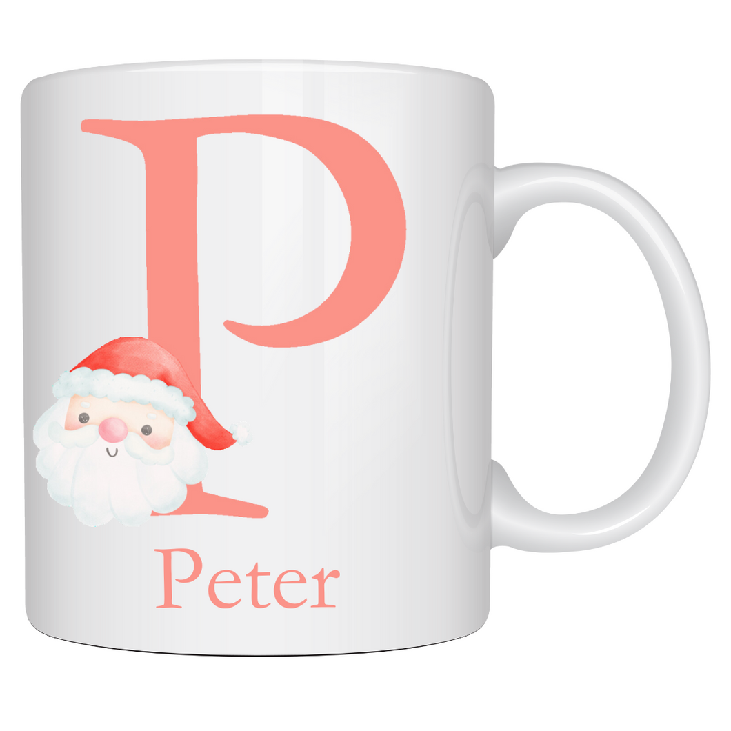 Alphabet Christmas Mug - Red Santa Face Red Letter