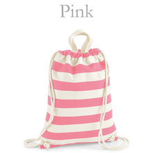 Load image into Gallery viewer, Gymsac Bag Pink Stripe Initial
