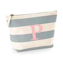 Load image into Gallery viewer, Small Pouch Grey Stripe Initial
