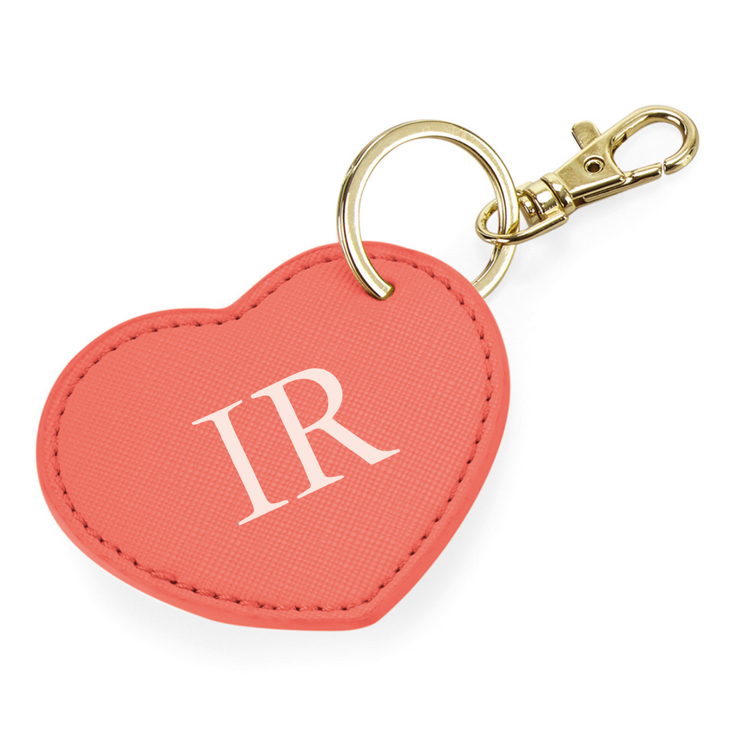 Heart Keyring Initials - Coral