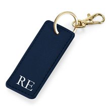 Load image into Gallery viewer, Rectangle Keyring Initials - Navy
