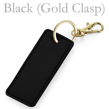 Load image into Gallery viewer, Rectangle Keyring  Initials - Black (Gold Clasp)
