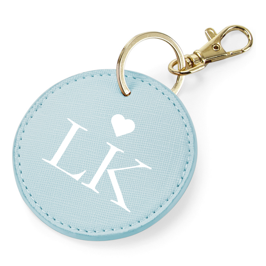 Round Keyring Initials - Duck Blue