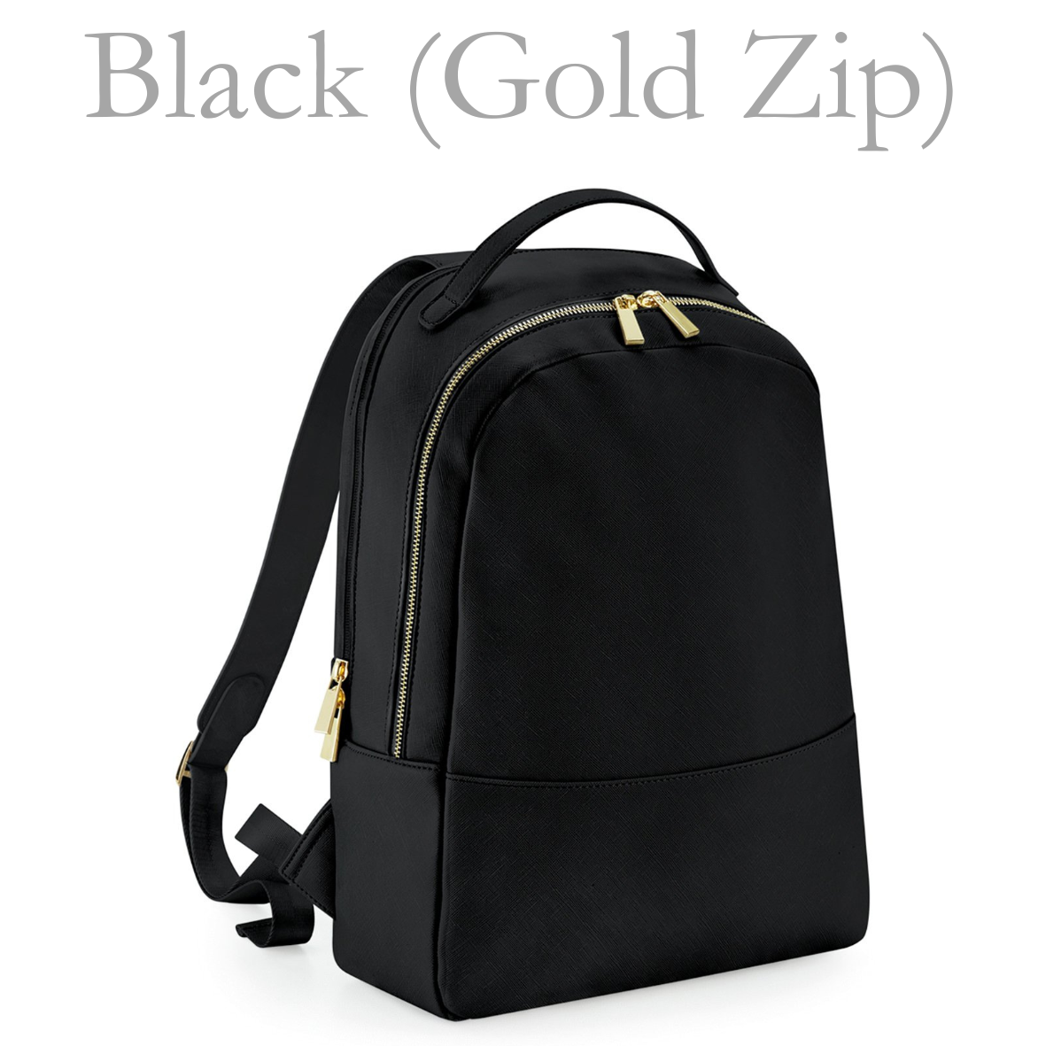 black pu leather school backpack with gold zipper Backpack