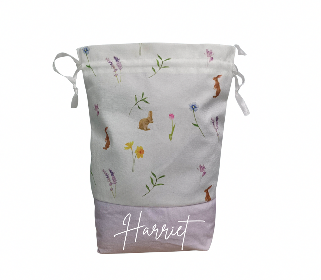 Purple Easter Drawstring Pouch