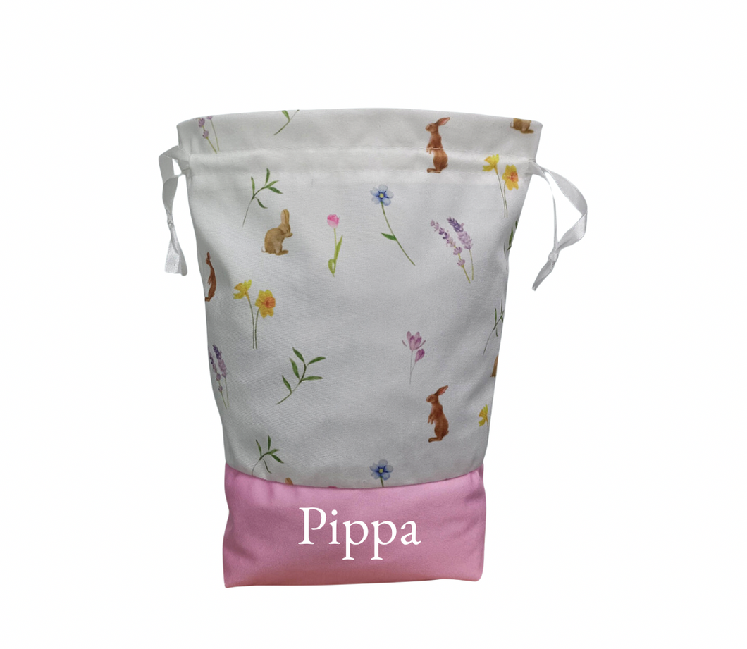 Bright Pink Easter Drawstring Pouch