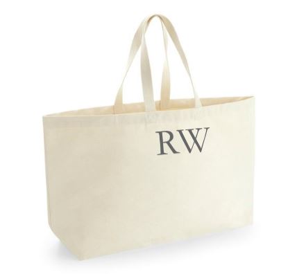 Oversized Canvas Bag - Initials