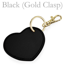 Load image into Gallery viewer, Heart Keyring Initials - Black (Gold Clasp)
