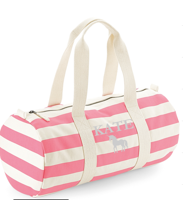 Barrel Bag Pink Stripe Name & Picture