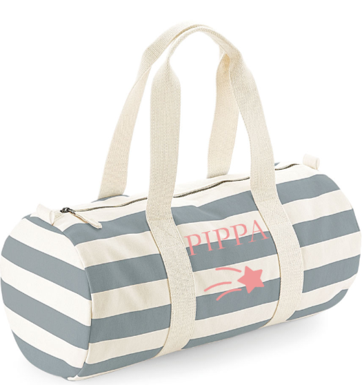 Barrel Bag Grey Stripe Name & Picture